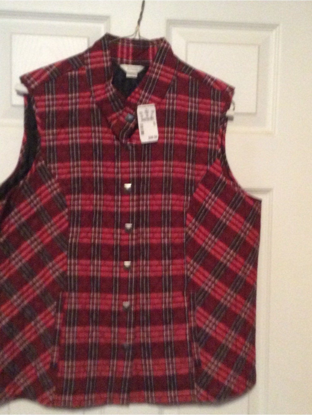 Christopher & Banks Red Plaid Quilted Vest